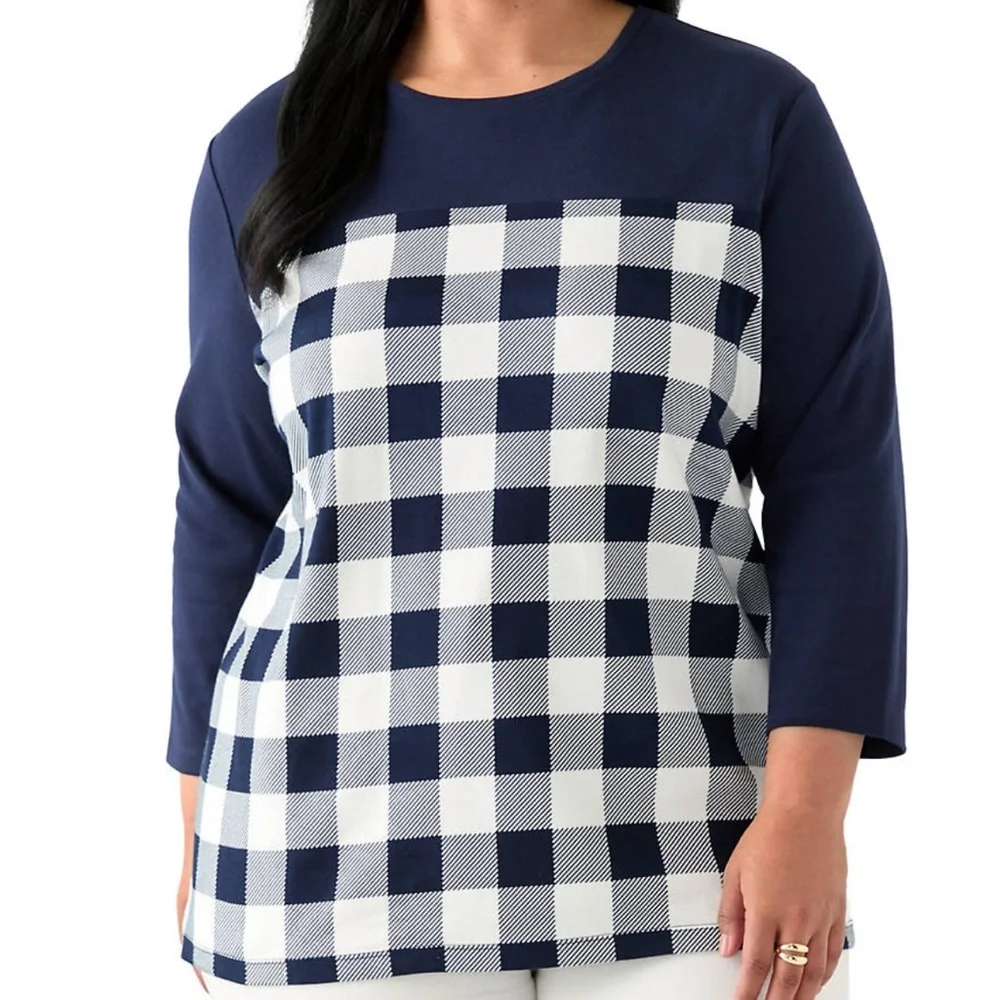 EUC Ladies Kim Rogers Perfectly Soft 3 Quarter Sleeves Crew Neck Top P/M - Picture 1 of 7